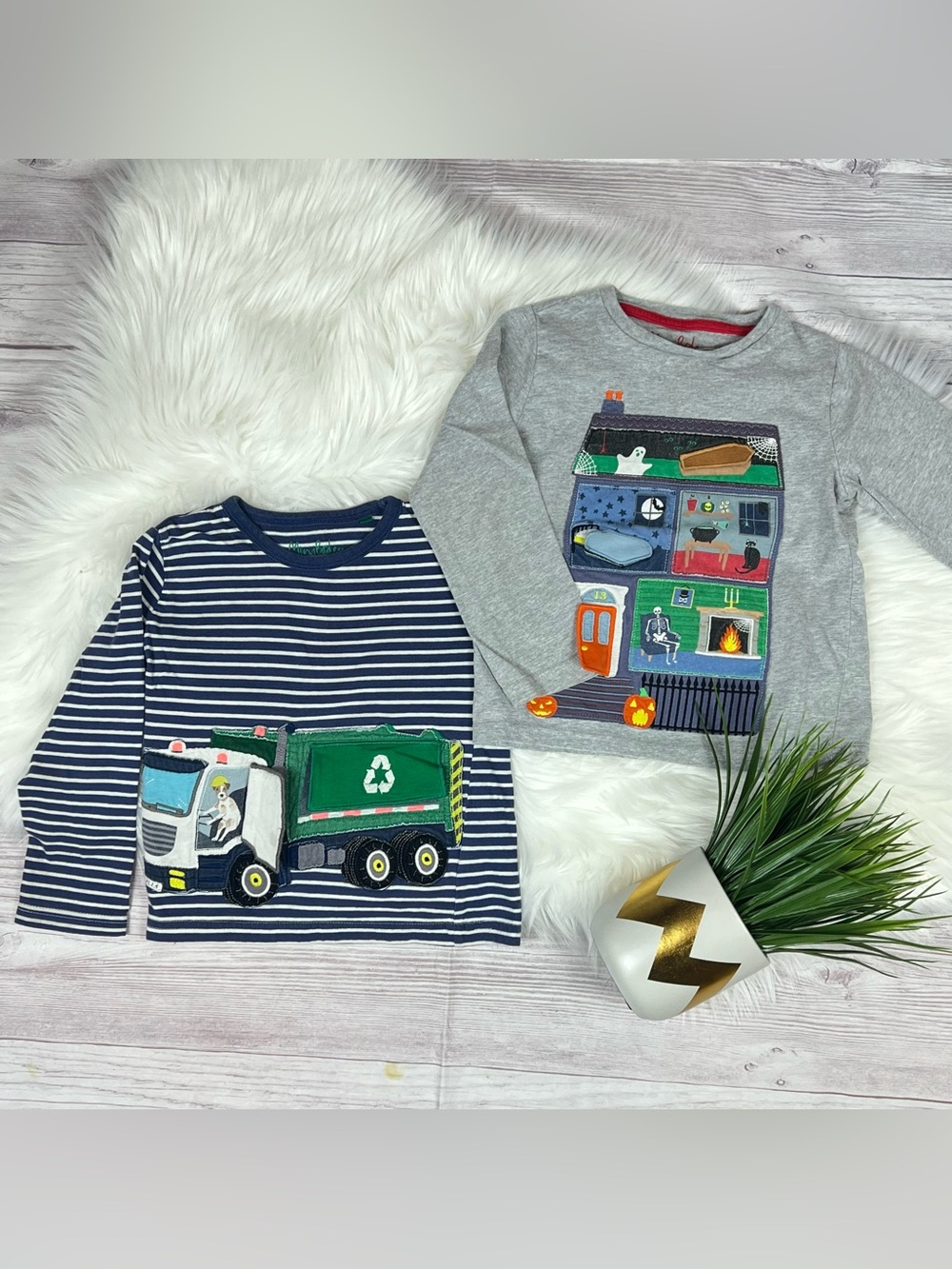 Mini Boden Bundle Flip Flap Tee Lot Halloween Garbage Truck Boys Size 5